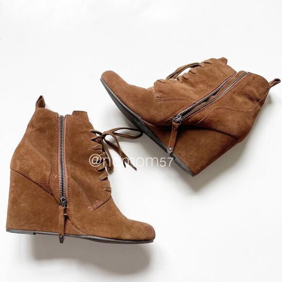 Dolce Vita Chestnut Suede Grady Wedge Bootie - Picture 2 of 8